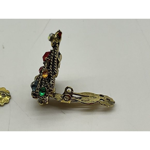 Hollycraft Vintage Christmas Tree Pin w/Matching Clip Earrings MCM Collectible - Picture 11 of 16